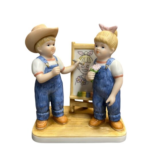 Home Interiors 2003 Denim Days Portrait of Debbie Danny Porcelain Figurine - Picture 7 of 9